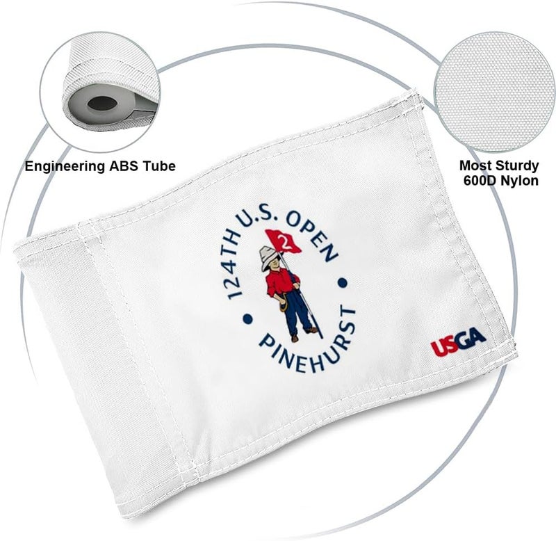 2BUT 2024 US Open Pinehurst Golf Pin Flag Practic Putting Green Golf Flag For Backyard Garden Double-Sewn 600D Nylon Miniature Pin Flag Regulation Tube Flag (white 8"X6") - Image 3